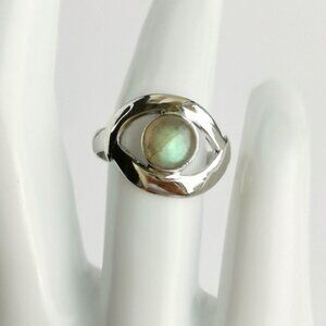 Pastel Green Labradorite Sterling Silver Ring Size 6.5